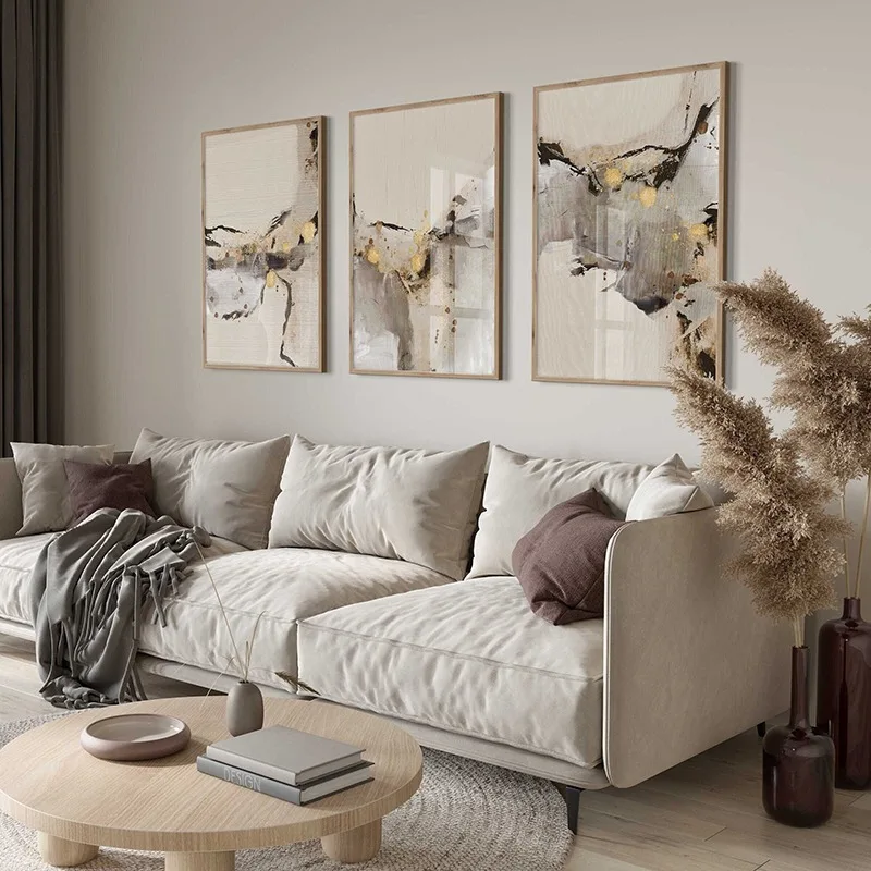 ملصقات تجريدية محايدة حديثة بيج ، لوحة قماشية بسيطة اسكندنافية ، صورة جدارية ، فن اسكندنافي ، غرفة معيشة ، ديكور منزلي 4