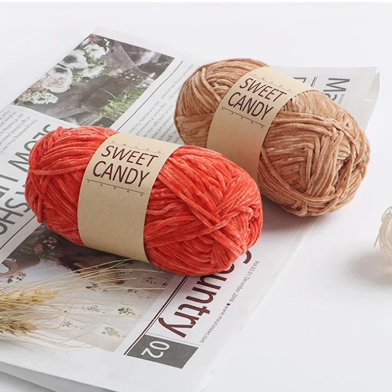 Chenille Wool Golden Velvet No.2 Edelweiss Hand Woven DIY Material Bag Crochet Doll Golden Velvet Fine Thread Group Crochet 2