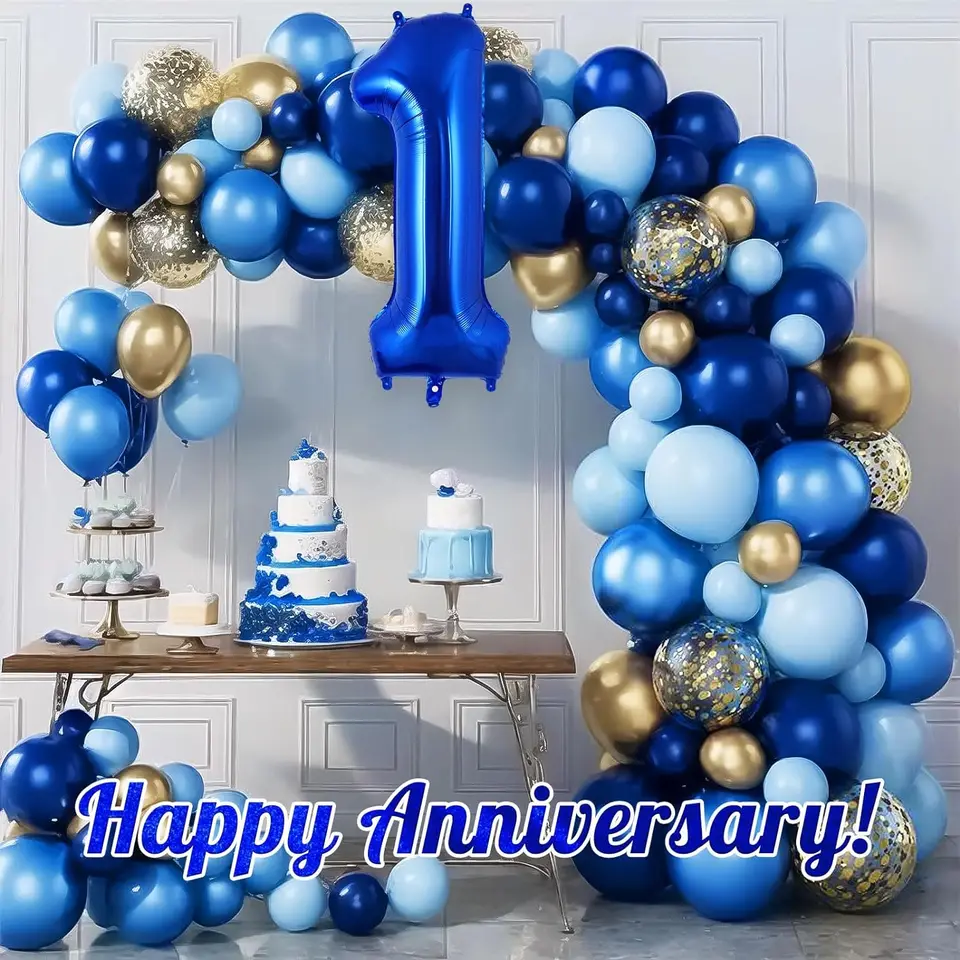 Palloncino Blu 1 Anno Con Corona E Palloncini In Lattice | Kit Completo Per Decorazioni Compleanno Ragazzo | Palloncini Giganti 32 Pollici - 3