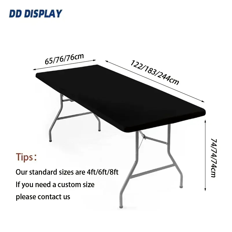 DD 4ft 6ft 8ft Custom Logo Spandex Table Cover Stretch Table Cloth Hotel Banquet Wedding Exhibition Counter Decor Tablecloth - Image 2