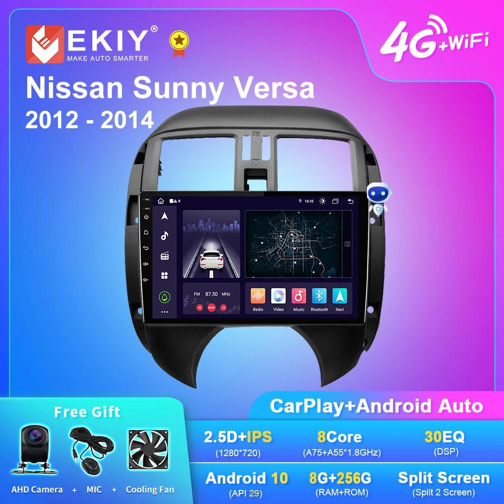 EKIY X7 Android 10.0 Car Radio For Nissan Sunny Versa 2012 - 2014 Navigation GPS Carplay Multimedia Player Auto Stereo Head Unit