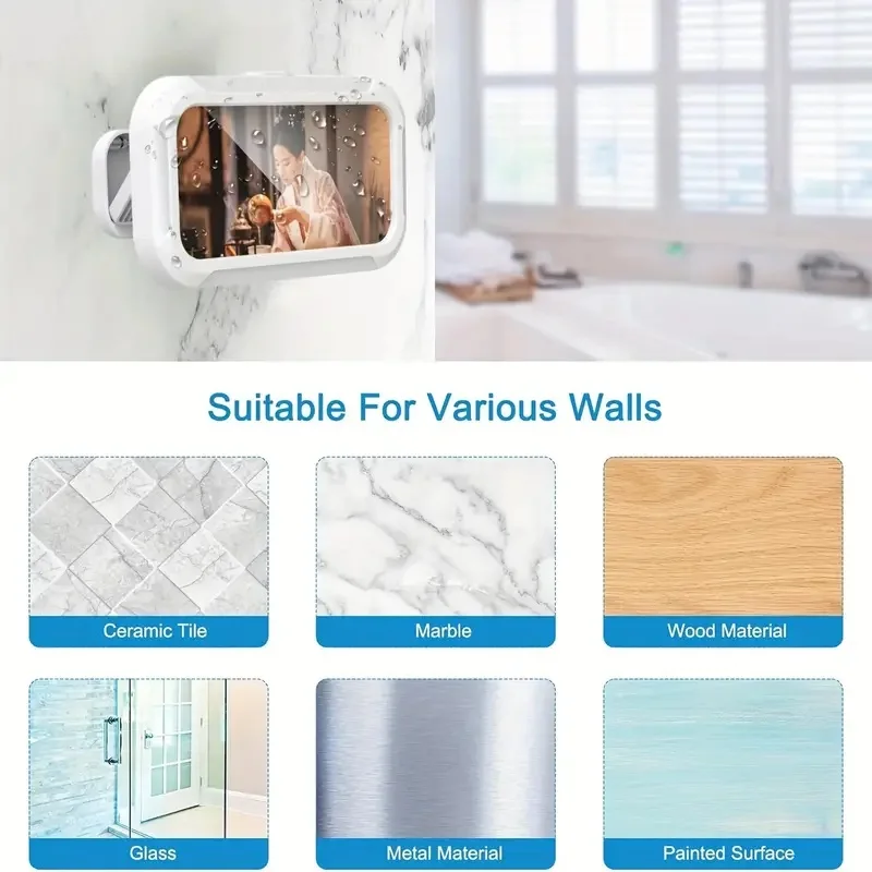 Waterproof Phone Holder for Shower, Shower Phone Box Waterproof, 360° Rotation Touchable Shower Phone Case, Angle Adjustable 5