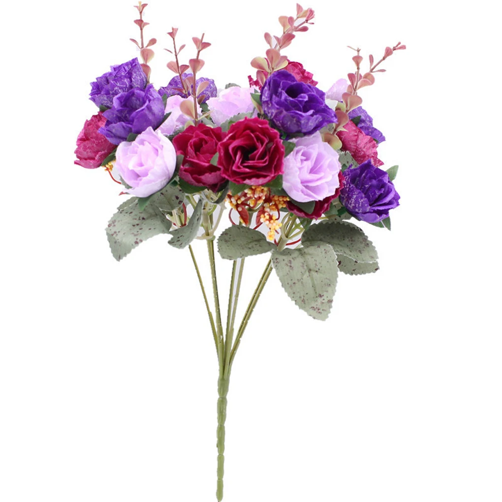 

Artificial Flowers Rose Faux Bunch Dry Waterproof Floral Decoration