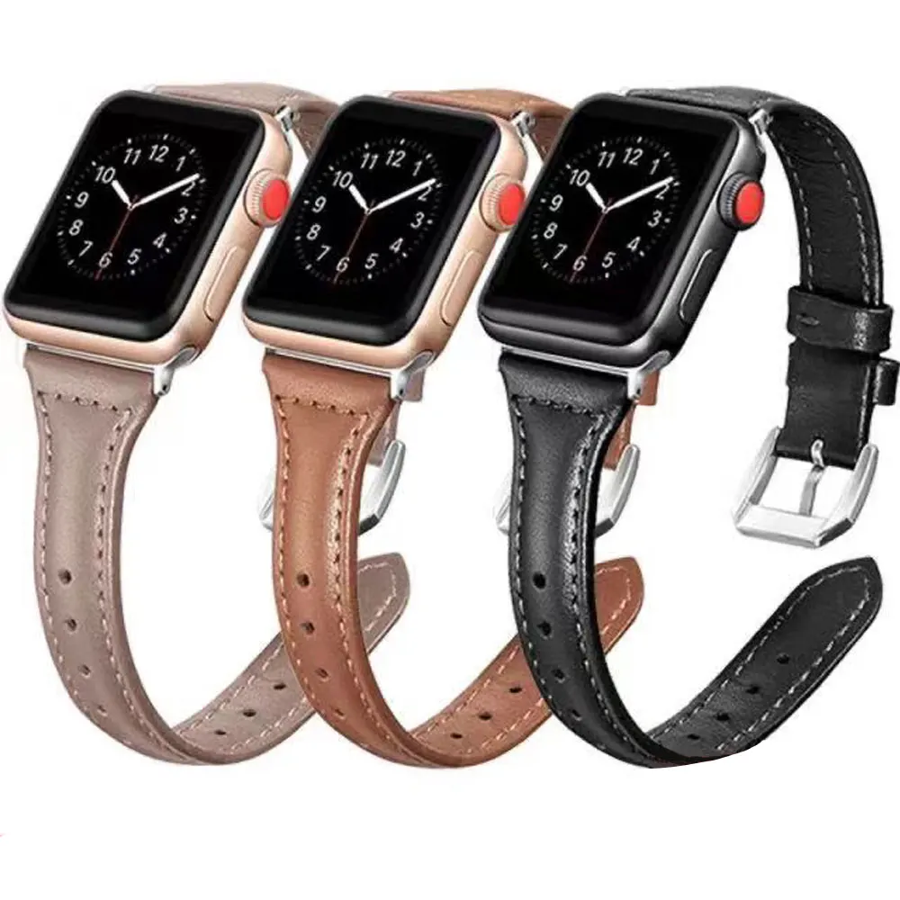 

Leather strap for Apple watch 7 6 5 4 SE band 40mm 44mm Small waist replacement strap for iwatch 3 2 38mm 42mm breathable strap