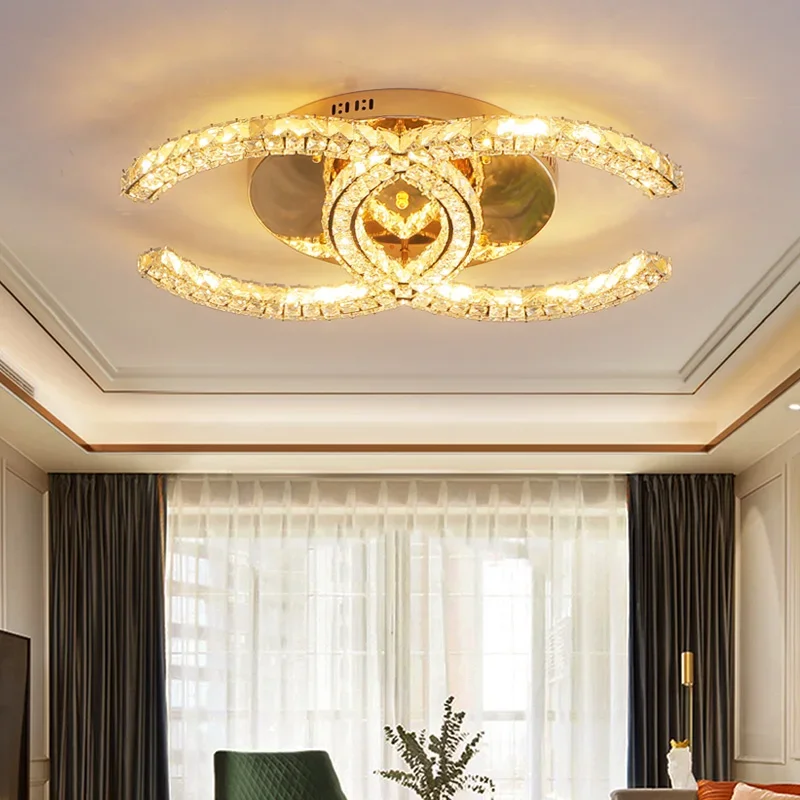 

Modern Crystal Chandelier Lighting Led Lights for Bedroom Ceiling Lamp Surface Mounted for Dining Living Room Home Decro Aisle