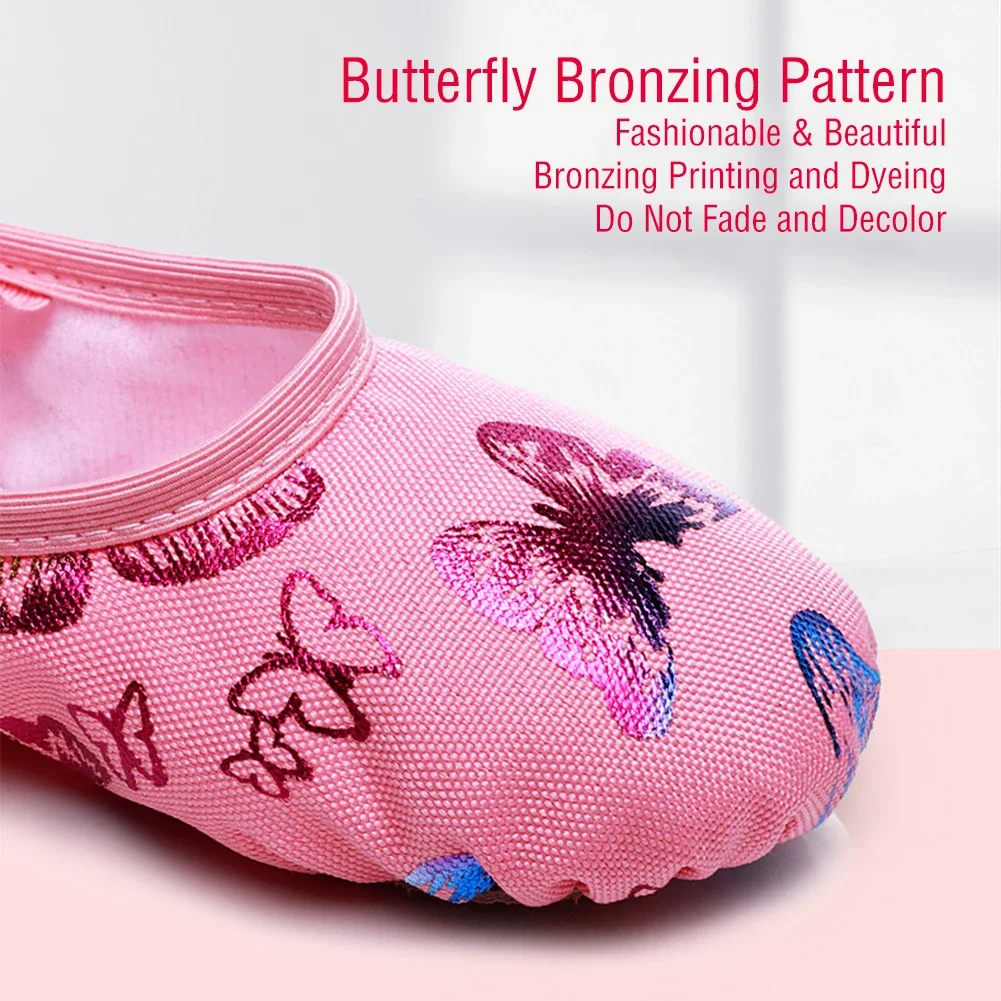 Girls Ballet Shoes Canvas Butterfly Soft Sole Ballet Dance Slippers Children Practise Ballerina Shoes Woman Dance