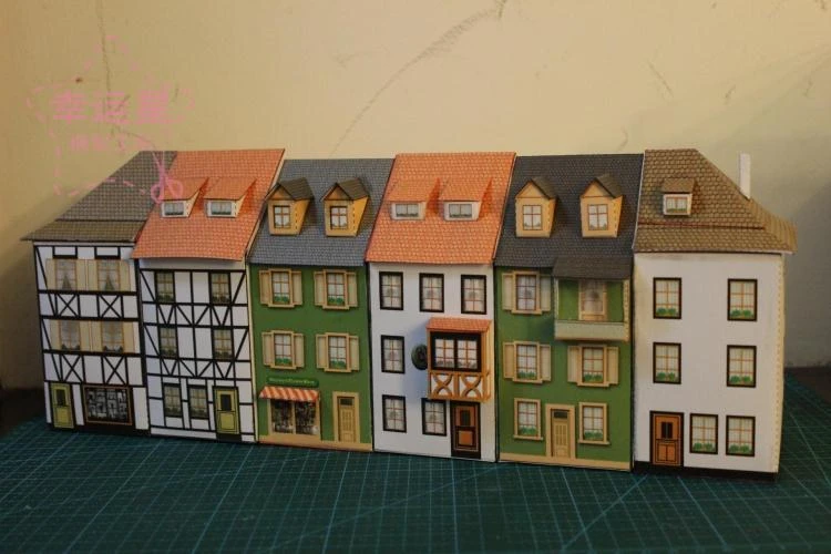 European Architecture 1/87 German Row House 3d Paper Model Diy Handwork -  Card Model Building Sets - AliExpress