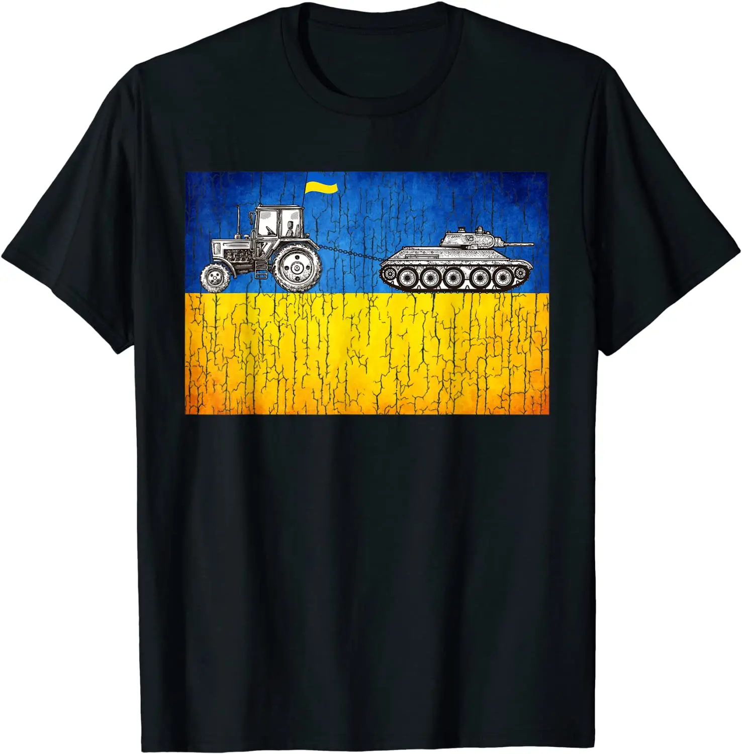 

Funny Ukraine Ukrainian Farmer Tractor Tank Meme T-Shirt Summer Short Sleeve Casual 100% Cotton Men T-Shirts