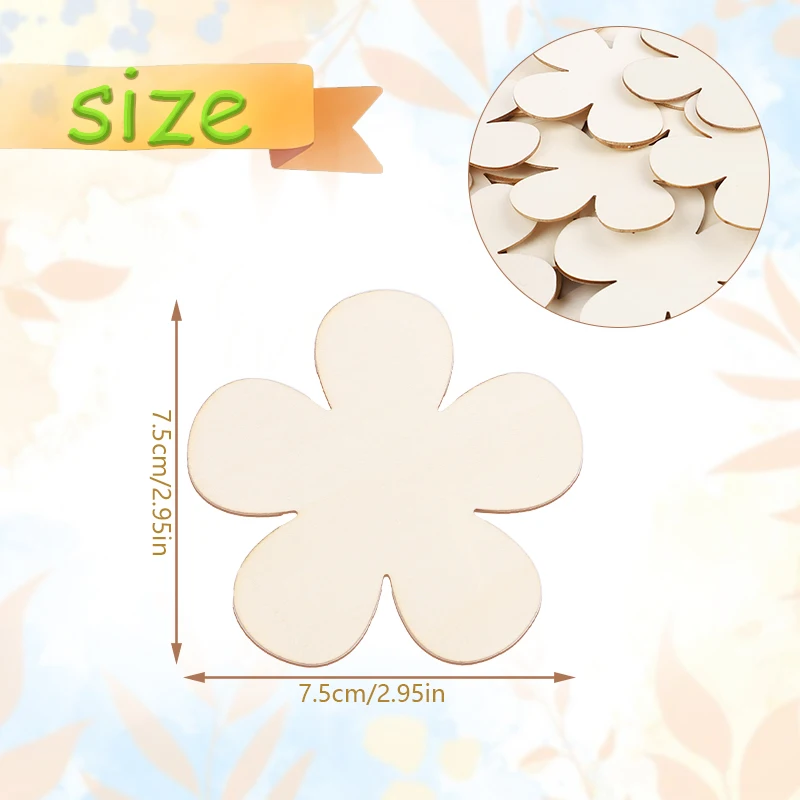 10/20pcs Unfinished Wooden Flower Discs DIY Handmade Craft Blank Wood Ornament For Birthday Party Baby Shower Wedding Decoration