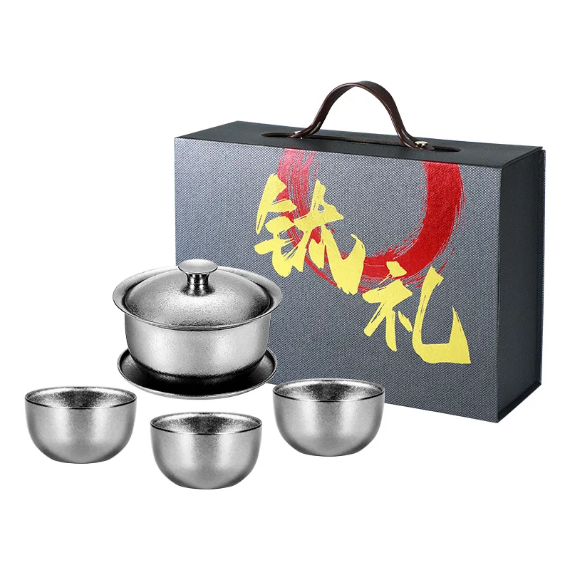 120ml Pure Titanium Gaiwan Set,High Temperature Crystallization,High-end Business Gifts, kung Fu Tea Set,Portable Tea Bowl