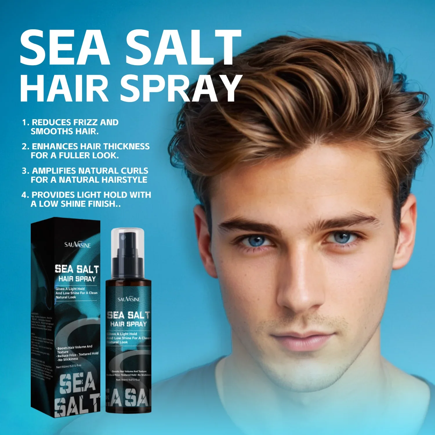 Natural Sea Salt Spray for Men Women Hair Add Volume Texture Thickness Wave Curls Seasalt Beach Hairspray Styling Mist 150ML