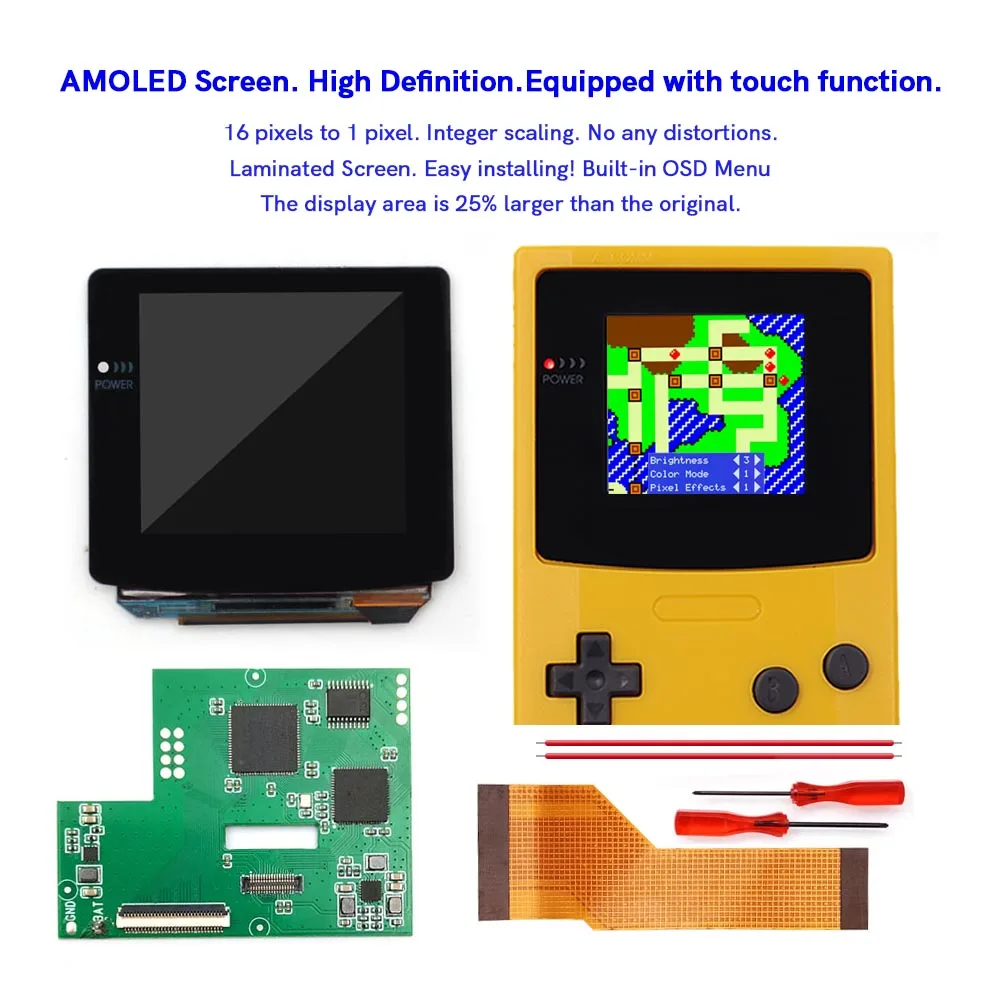 Gbc oled LCDスクリーン、タッチスクリーン付き、ラミネート、組み立て 