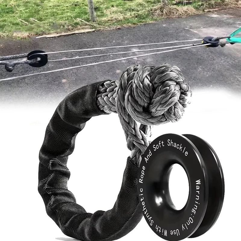 1/2" Soft Shackle Rope & Recovery Ring Set mit Schutzhülle 55000LBS Breaking Power 4x4 Offroad-Zubehör Abschleppgurt