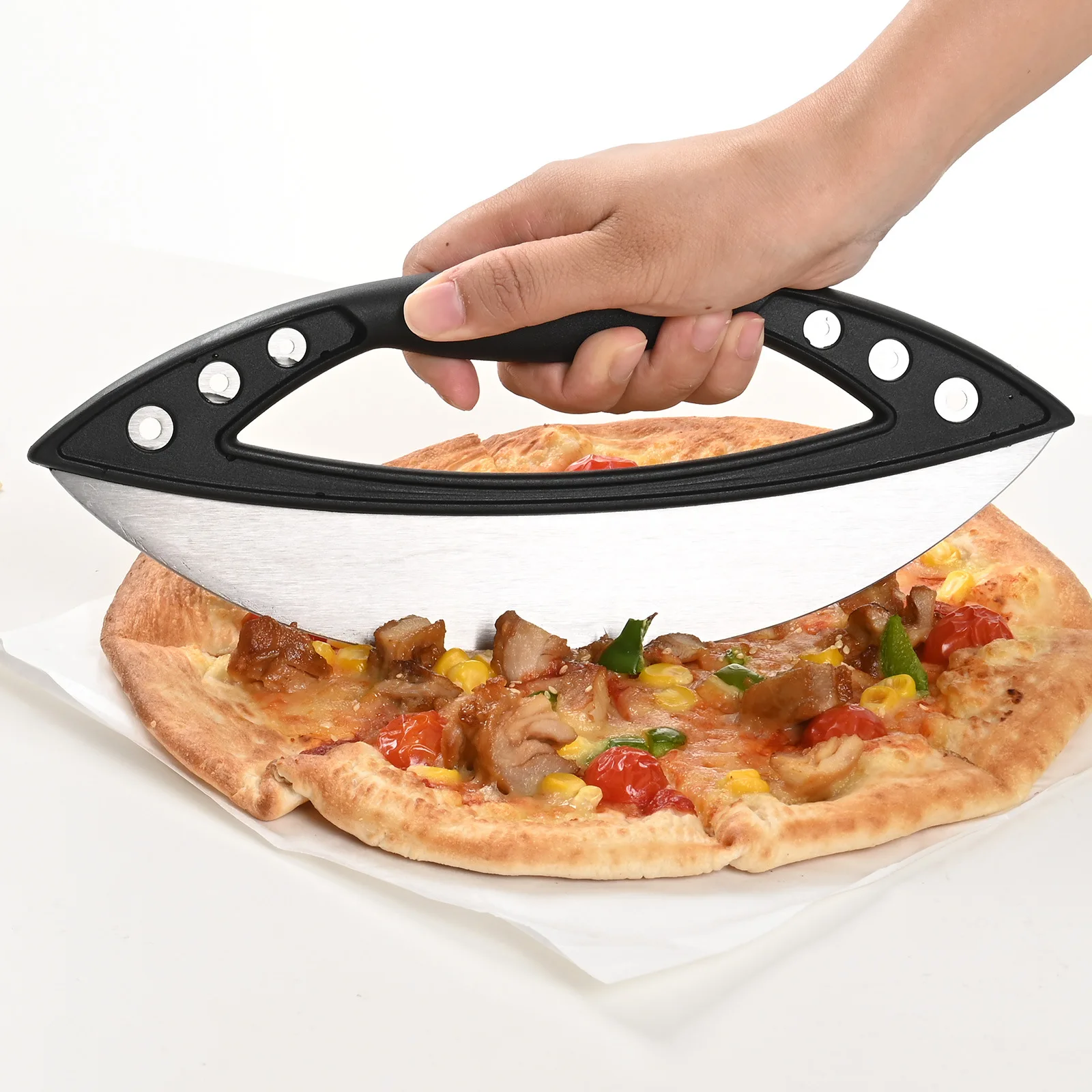 SHANGPEIXUAN Stainless Steel Pizza Cutter Dough Cutter Sharp Pizza Slicer Knife With Plastic Ergonomic Handle Tools