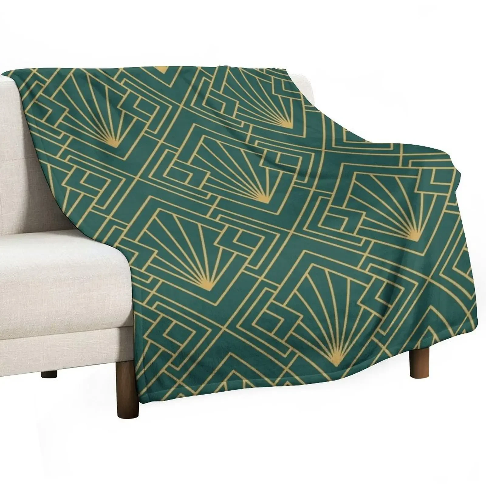 

Green Art Deco Pattern Throw Blanket Luxury Thicken Sofa Throw Weighted Camping Blankets