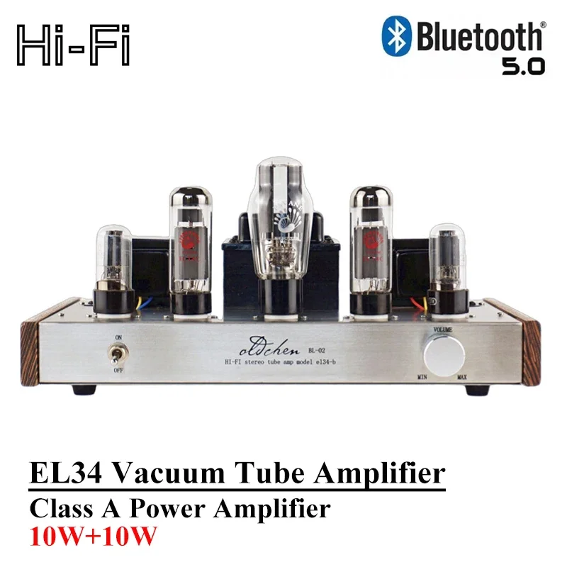 

EL34 Vacuum Tube Amplifier 10w*2 High Power Single Ended Class A Power Amplifier Bluetooth 5.0 HIFI Amplifier Audio