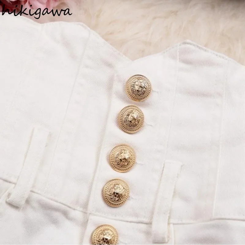 2025 New Bottoms Korean Women Shorts Highi Waist Single Breasted Tunic Pants Solid Color Chic Summer Pantalones Cortos De Mujer 5
