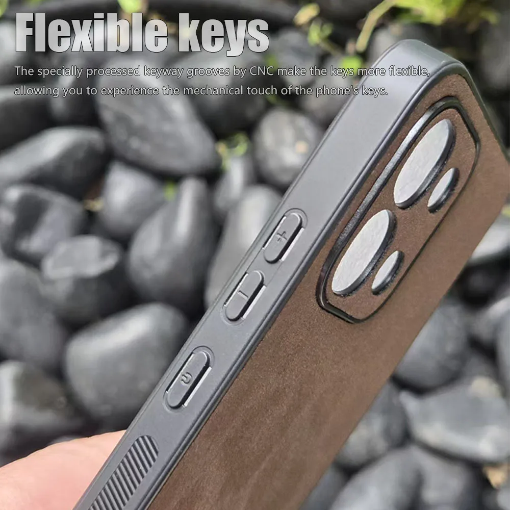 Elegant Leather Silicone Protective Phone Back Cover
