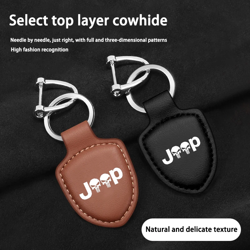 새로운 지프 레니게이드 랭글러 JK 나침반 그랜드 체로키 액세서리에 대한 가죽 자동차 키 체인 열쇠 고리