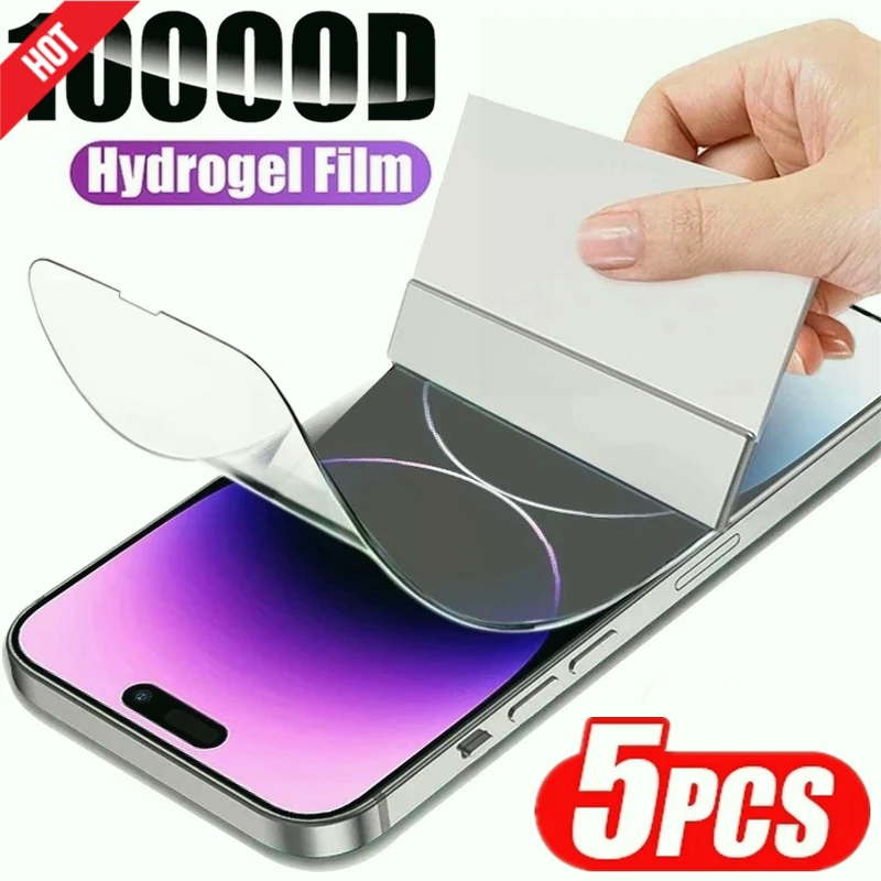 

5Pcs Hydrogel Film For iPhone 14 Pro Max 7 8 14 Plus Full Cover Screen Protector For iPhone 12 13 Mini 11 PRO XS X MAX Not Glass