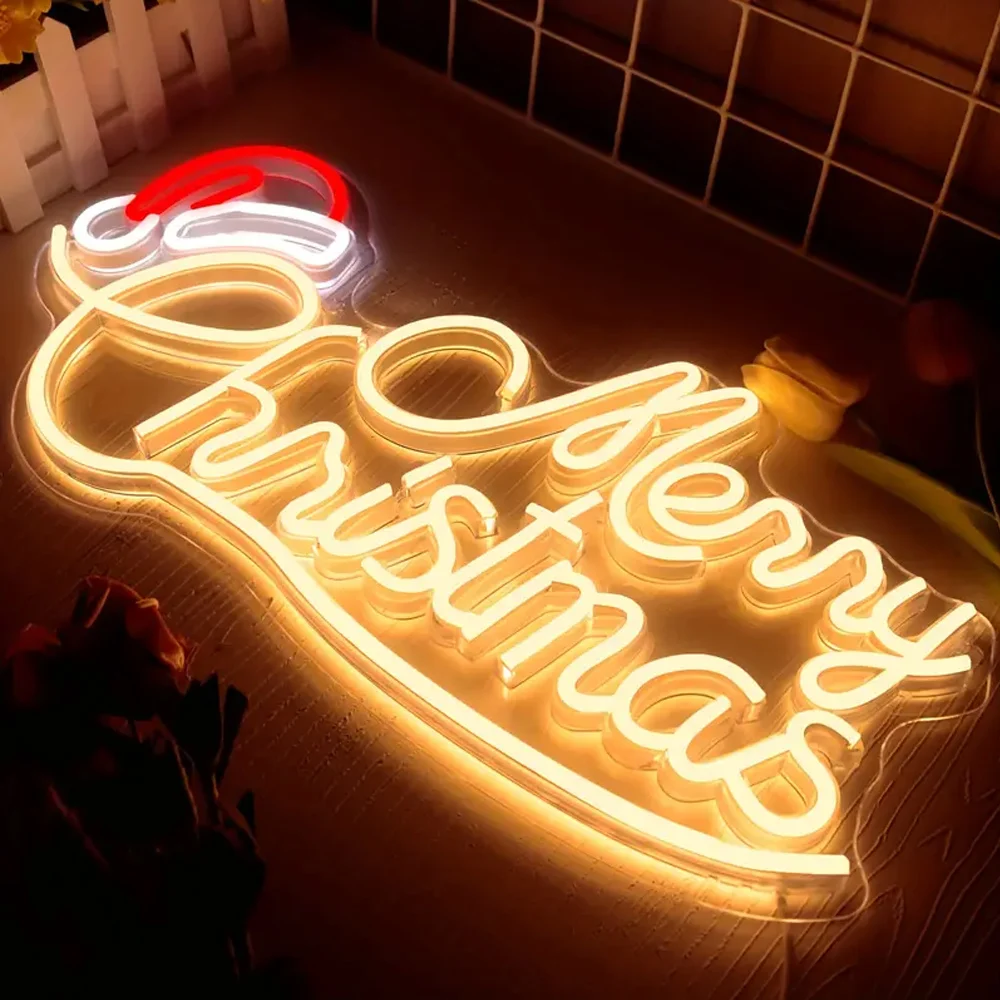Merry Christmas Neon Sign Led Neon Lights, For Wall Decor Usb Light Up Signs,For Bedroom Home Party Christmas Decorations Family