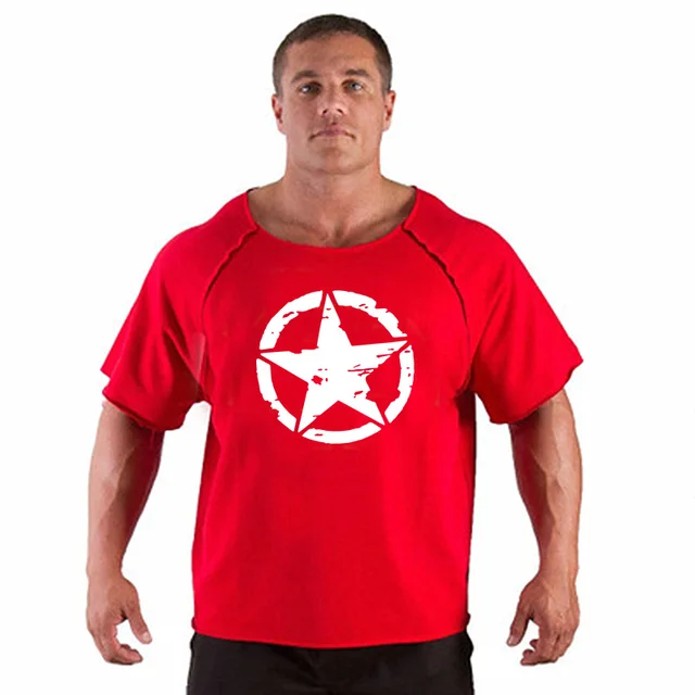 Men's T Shirts Fitness Men Bodybuilding  Shirt Batwing Sleeve Rag shirt Gym Fitness Muscle Running T shirt 6