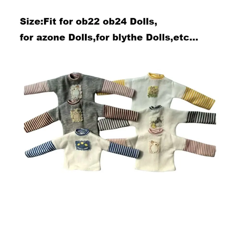 DIY Handmake Fashion Stripe Shirt 6 Styles DIY Gift T-shirt Tops Casual Wear Shirts for for blythe Dolls