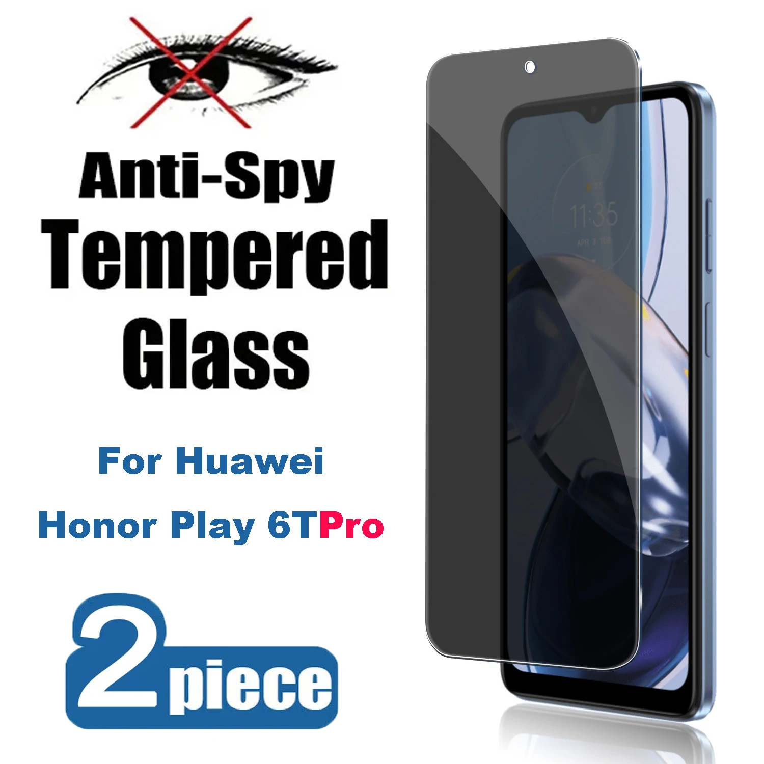 2Pcs High Auminum Anti-Spy Tempered Glass For Honor Play 6T Pro Privacy Screen Protectors For Honor Play 6Tpro Glass Films 2pcs privacy screen protector for huawei honor v9 honor v10 honor v20 anti spy glass for huawei honor v30 tempered glass