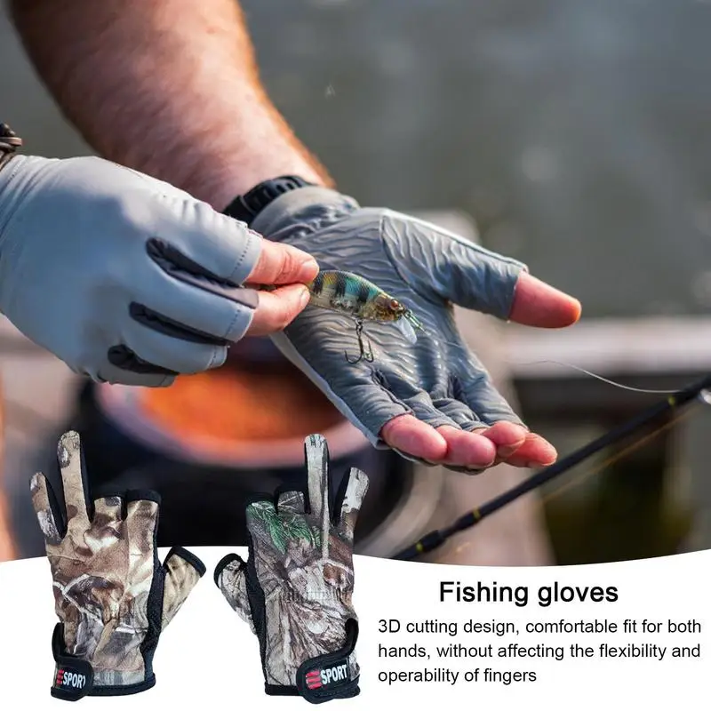 Fishing Mittens Non-Slip Biking Gloves 3 Cut Fingers Gloves