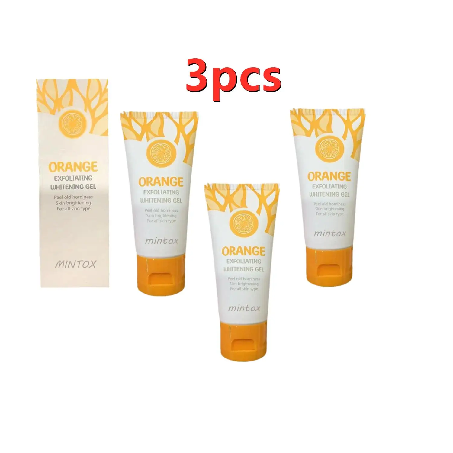 

3PCS Body Scrub Facial Cream Orange Exfoliating Gel Peeling Gel Moisturizing Whitening Cleaner Acne Blackhead Cream 50g