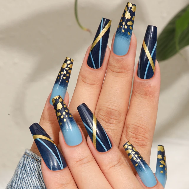 Details 152+ navy blue and gold nails super hot songngunhatanh.edu.vn