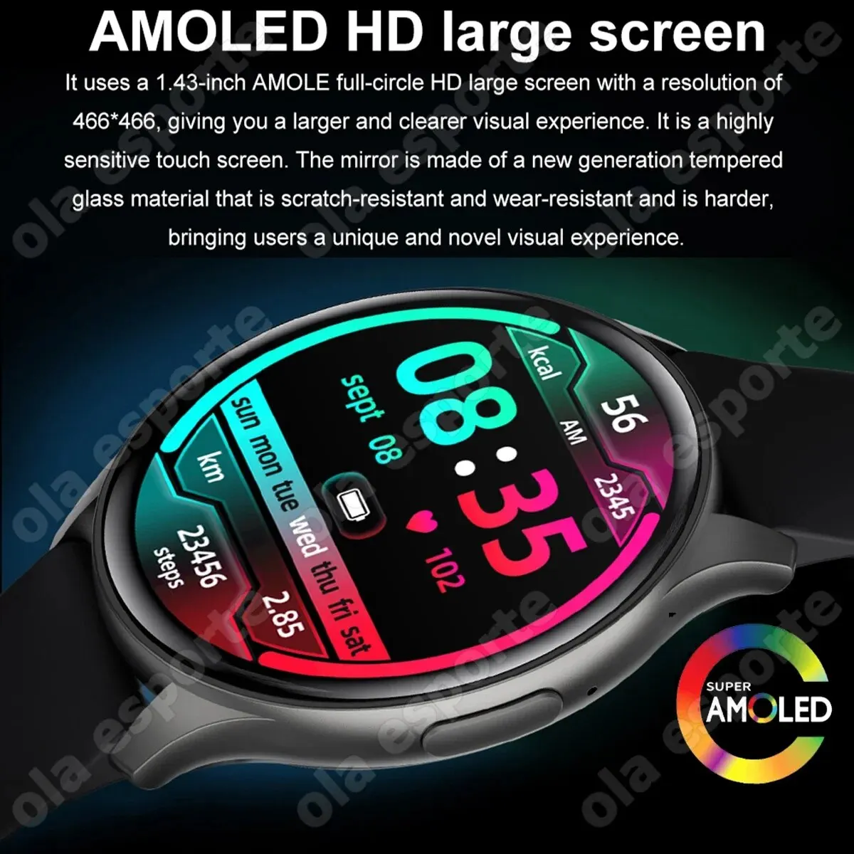 ���ο� NFC AMOLED Smartwatch ���� ���� �µ��� BT ���� ��ȭ ���� ���� GPS ������ ��Ʈ�Ͻ� Smartwatch For �ȵ���̵� IOS