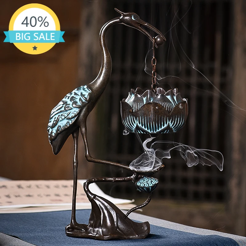 

Lotus Flower Coil Incense Burner House Hanging Antique Backflow Incense Burner Copper Stick Holder Encensoir Aroma Burner 60AA01