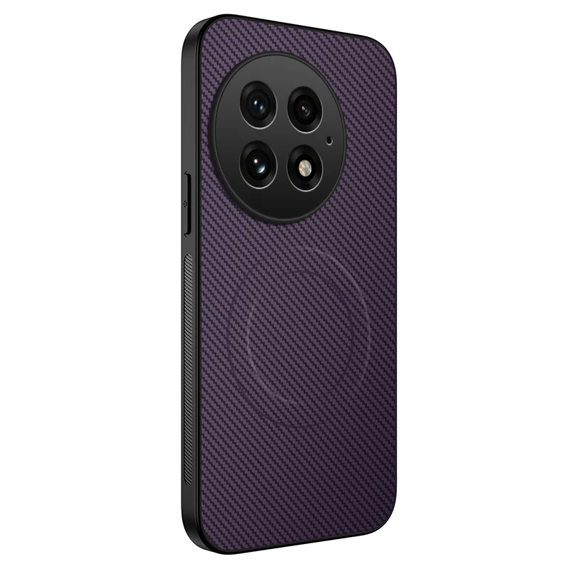Shockproof Carbon Fiber Pattern Soft Phone Case with Magnetic Wireless Charging and Lens Protection