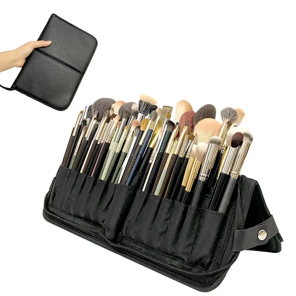 Bolsa organizadora de brochas de maquillaje para mujer, estuche con  cremallera, gran capacidad, 29 ranuras - AliExpress