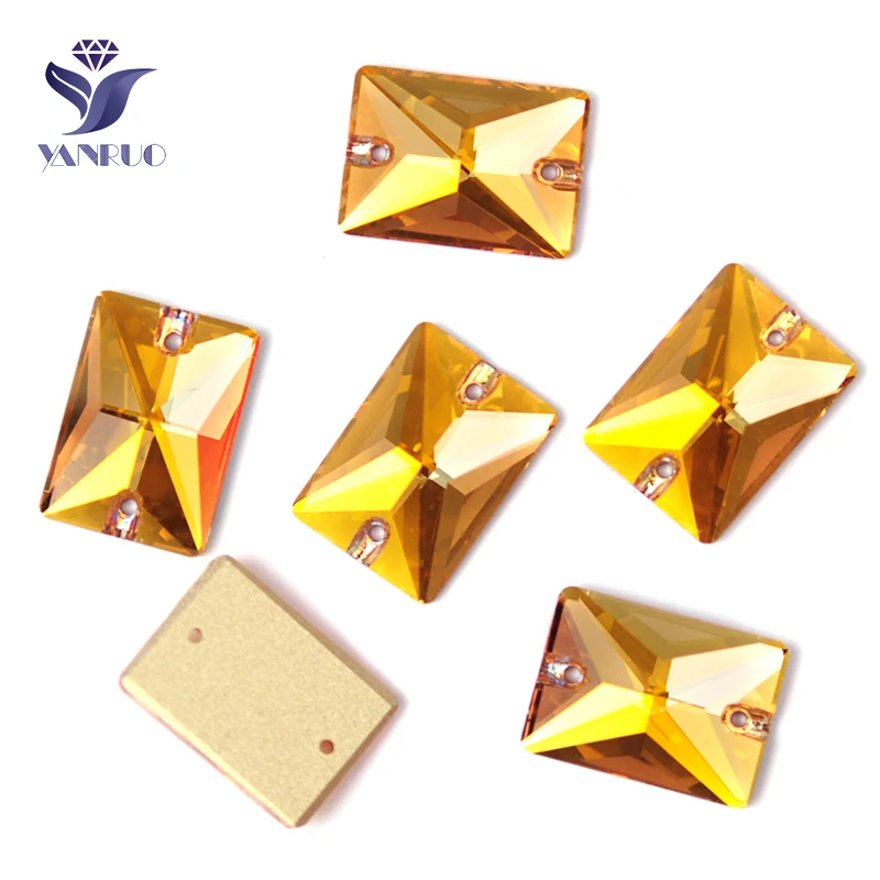 

YANRUO 3250 13x18mm Metallic Sunshine Rectangle Sewn Rhinestones Glass Strass Flatback Crystal Stones For Clothes Decoration