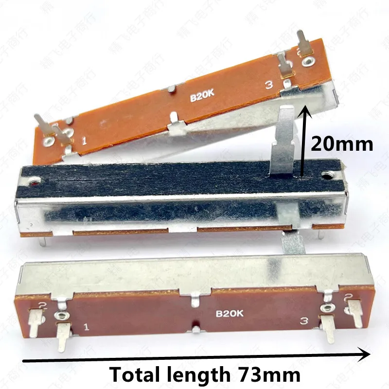 1pcs，Straight slip potentiometer，SL60V ，B20K，4Pin，Total length 73mm，DDJ-SX2 SX3 RX