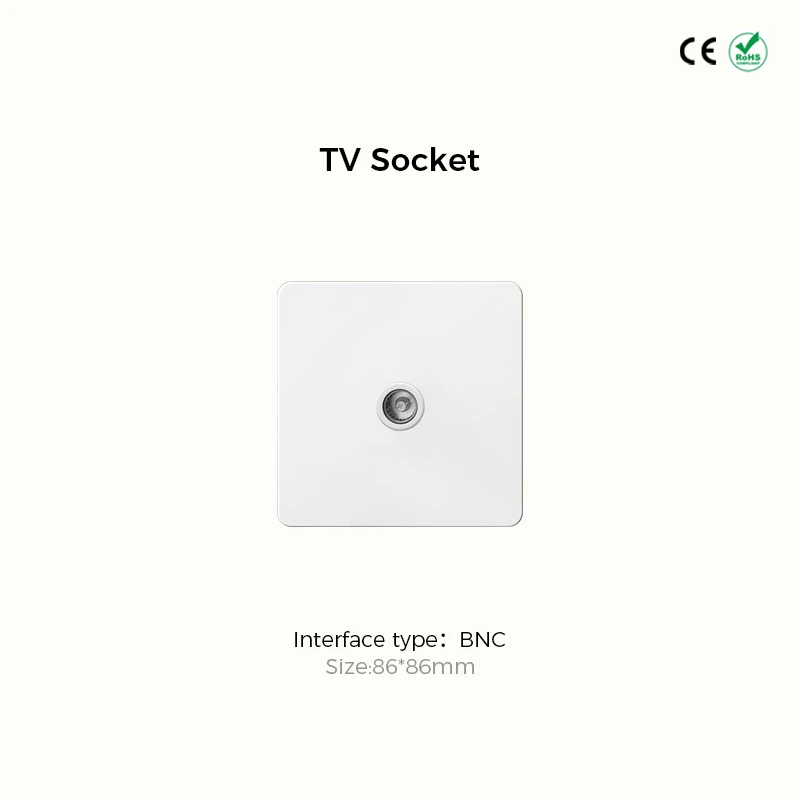 Avoir White Matte Wall Toggle Switch with European Standard Power Socket and Charging Port
