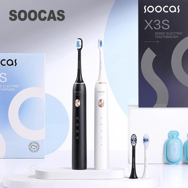 Soocas-escova de Dentes Elétrica Ultrassônica X3s Ipx8 Impermeável Bicos de Cerdas Ultra Macias 180 Dias de Vida da Bateria