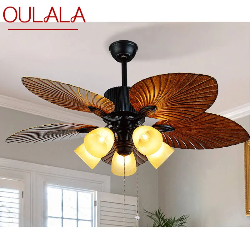 

OULALA Ceiling Lamps With Fan For Rooms With Wood Blade Remote Control Modern Fan Light Home Dining Room Bedroom Restaurant