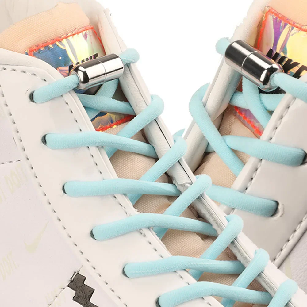 No Tie Shoe laces Press Lock Shoelaces without ties Elastic Laces Sneaker Kids Adult 8MM Widened Flat Shoelace for Shoes