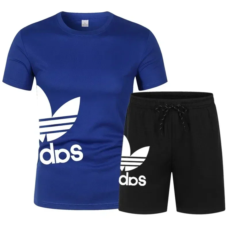 Men's Sets Summer Suit Two-piece Outfit Quick-dry T Shirts Shorts Fashion Brand Jogging Fitness Gym Men Tracksuit Men Short Set