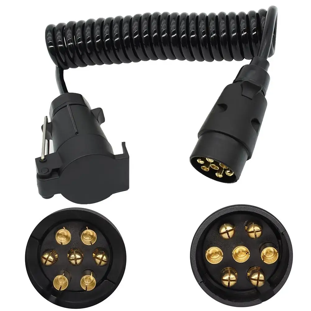 7Pin Adapter Cable Trailer Plug Extension Spring Cord for Car RV Trailer Adapter Wiring C7R2,trailer plug adapter,trailer plug,towing adapter,towing adaptor,trailer extension cable