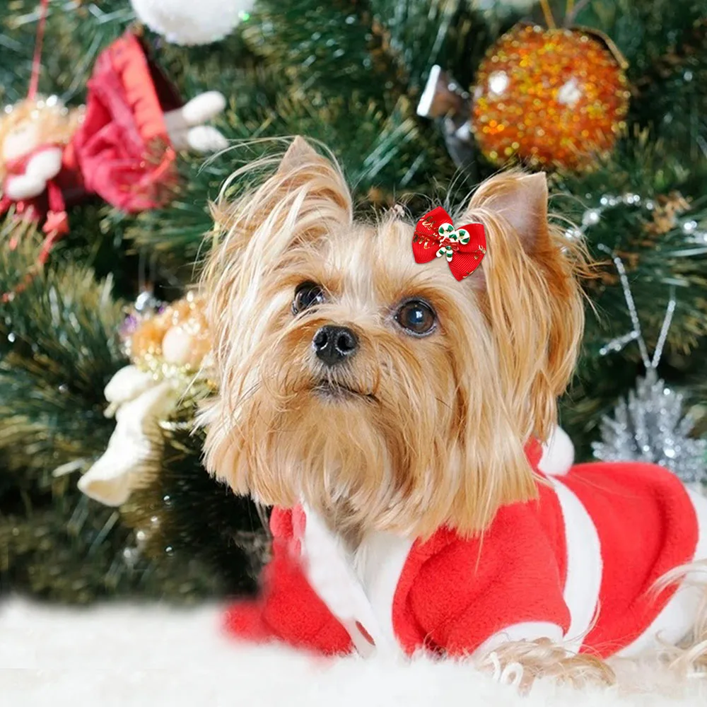 Handmade Puppy Hair Bows – 10/20/30PCS Christmas Dog Accessories 5