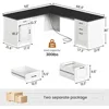 Farmhouse 69" Executive L Shaped Desk, Home Office Desk with Drawers and Storage Cabinet & Power Outlet, Corner Computer Desk, 2