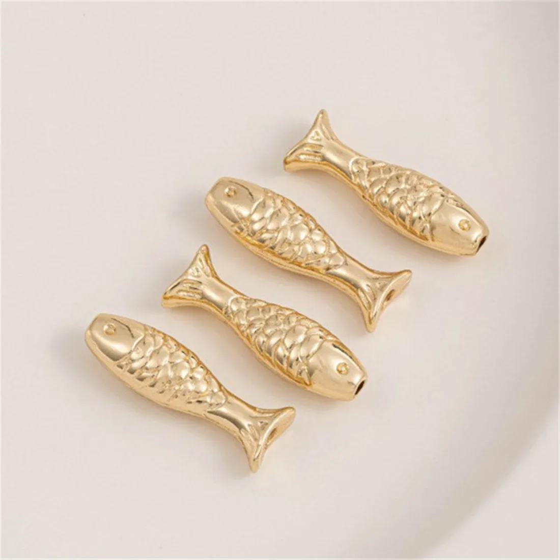 

14K Package Goldfish Shaped Tube Bead Through-hole Separated Bead Handmade DIY Bracelet Necklace Accessory Materials C319