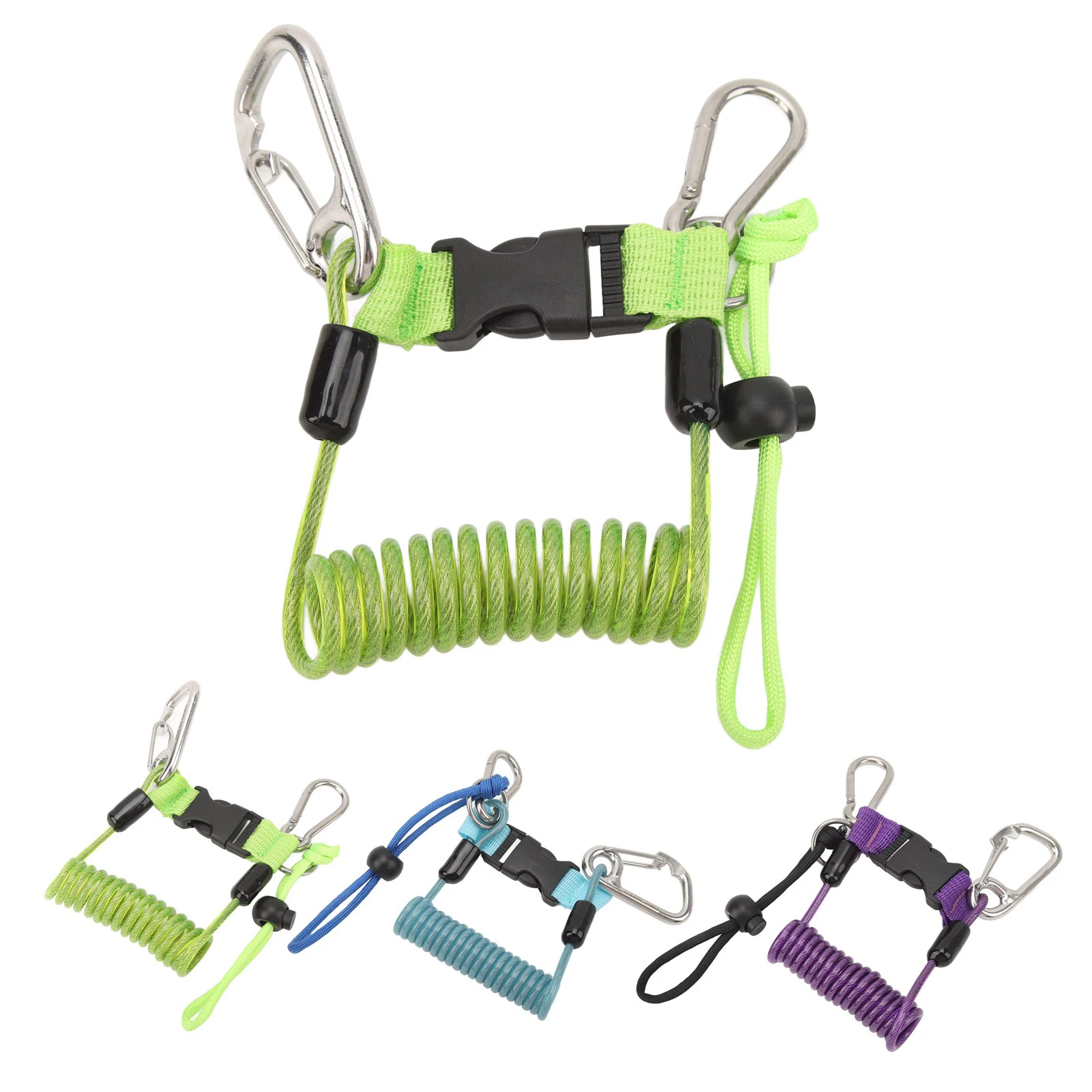 다이빙 카메라 스프링 로프 다이빙 후크 로프 스테인레스 스틸 유연한 안티 분실 다이빙 카메라 로프 다이빙 리프 후크 스프링 로프