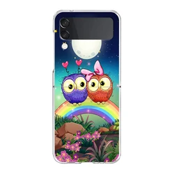 Charming Cartoon Owl Shockproof Phone Case - Foldable Black Cover for Z Flip 5 (B1)