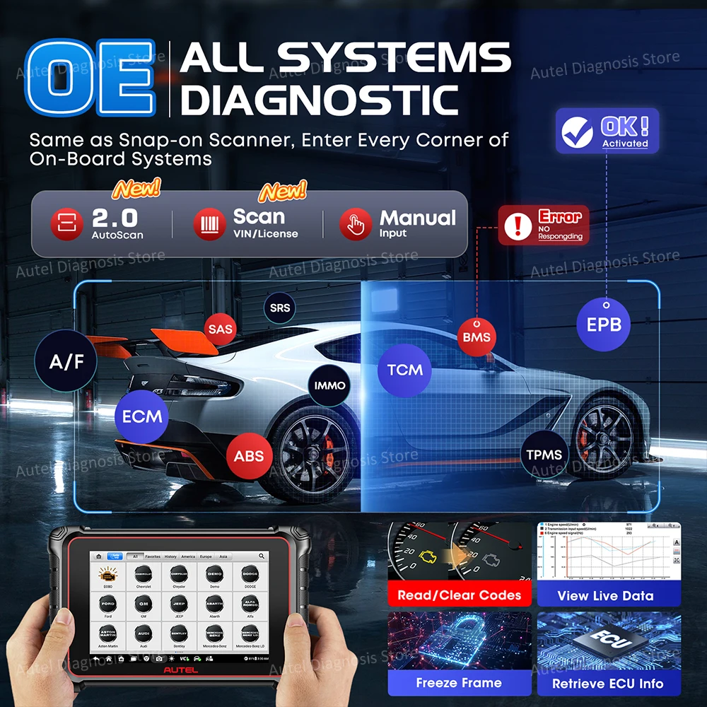 2025 Autel MaxiCOM MK900BT MK900-BT Code Reader Automotive Car Diagnostic Scan Tools CAN FD/DoIP Auto OBD2 Scanner PK MK808K-BT 4