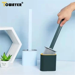 Toilet Brush Silicone Wc Cleaner Toilet Brush No Dead Toilet Cleaning Brush Flat Head Flexible Soft Bristles Brush With Holder